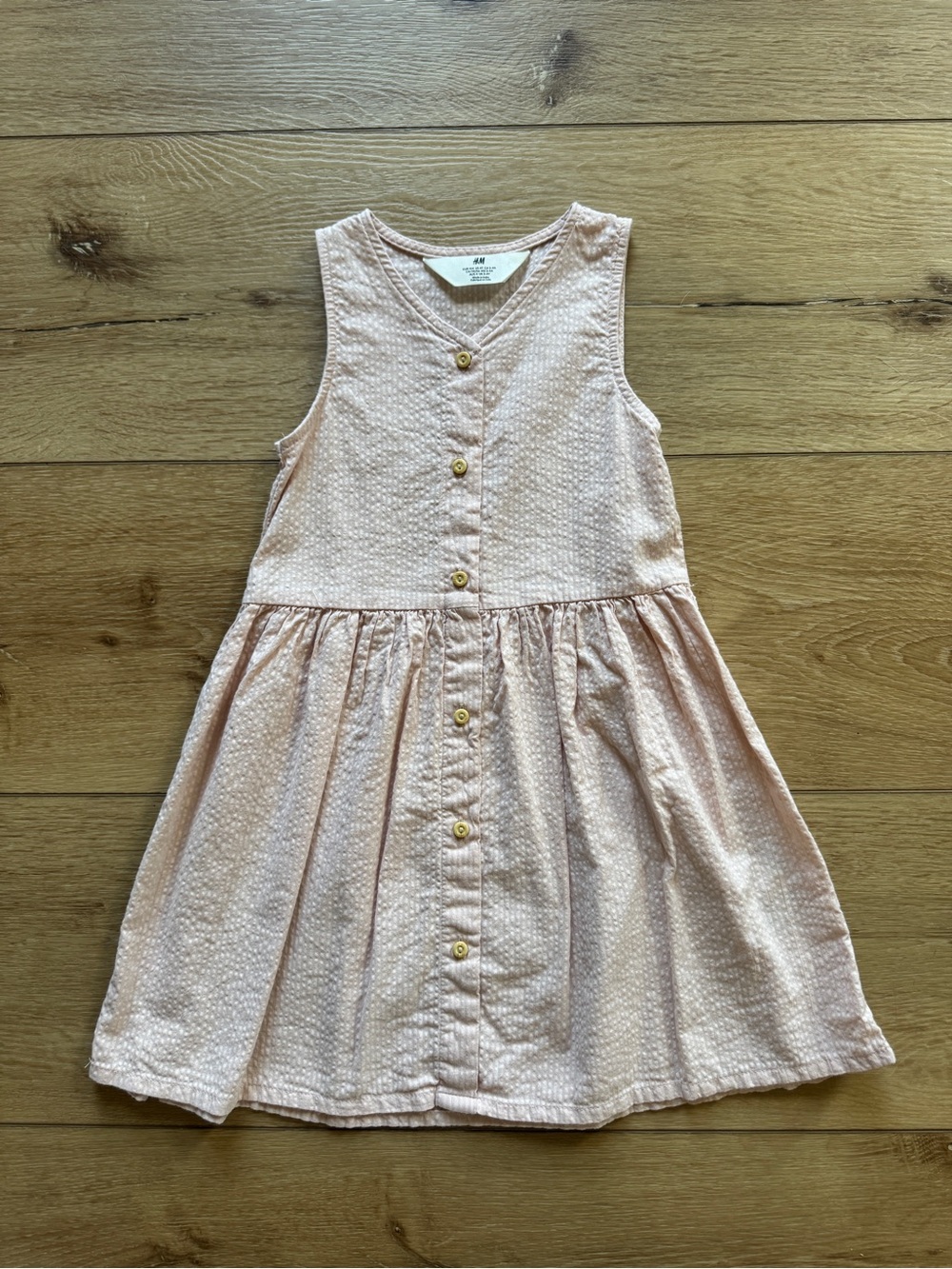 H&M Pale Pink Sleeveless Button-Front Casual Dress